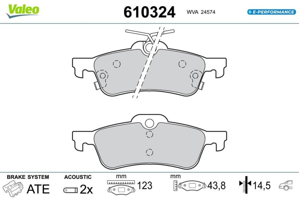 Jeu de 4 plaquettes de frein VALEO ref. 610324